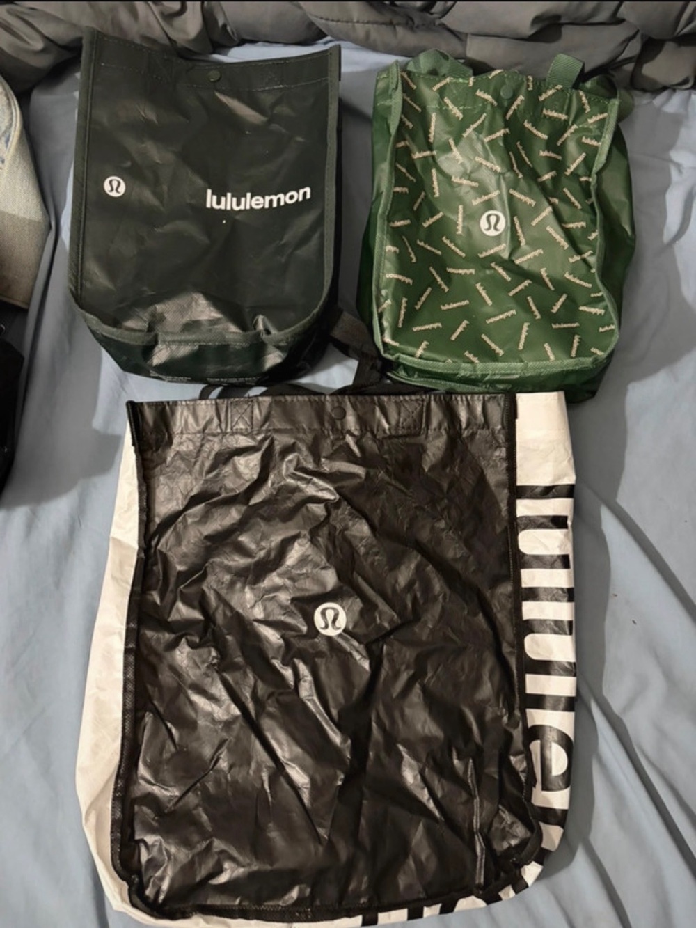 lululemon athletica  Black and Green Packable Bags - Set of 3